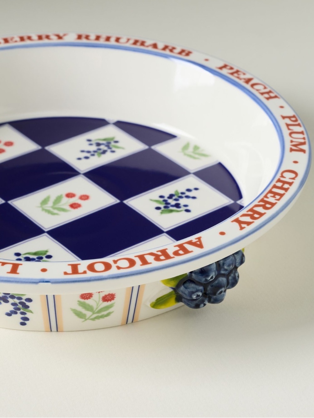 Anthropologie Berry Pie Dish Lotta Stoneware Baking Plate New Fruit Navy Blue